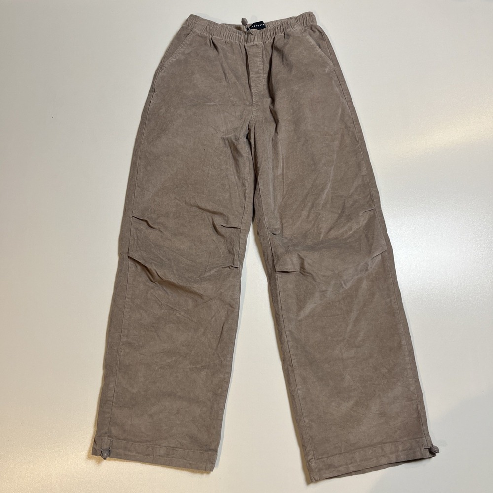 Aeropostale Mens Corduroy Relaxed Straight Leg Pants Taupe Brown Adjustable Hem